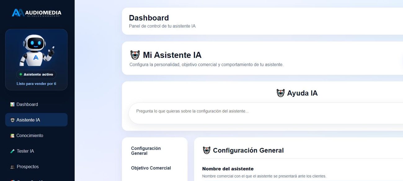 Vista del dashboard Audiomedia 1