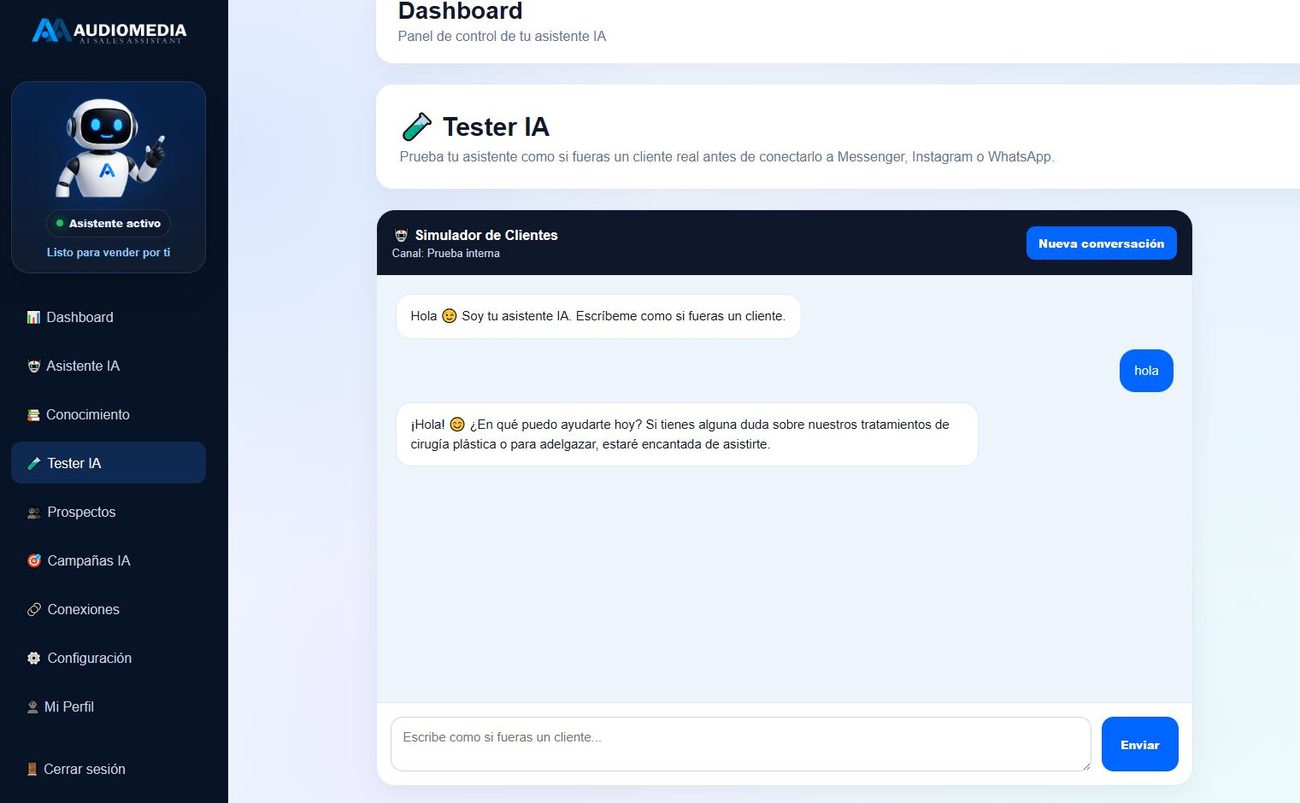 Vista del dashboard Audiomedia 2